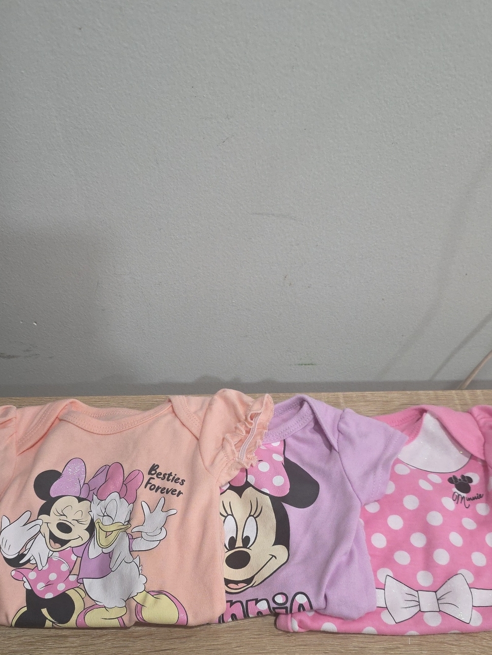 Disney Pink, Peach & Lavender Minnie Mouse One-Piece Bodysuits - 3-Pack
